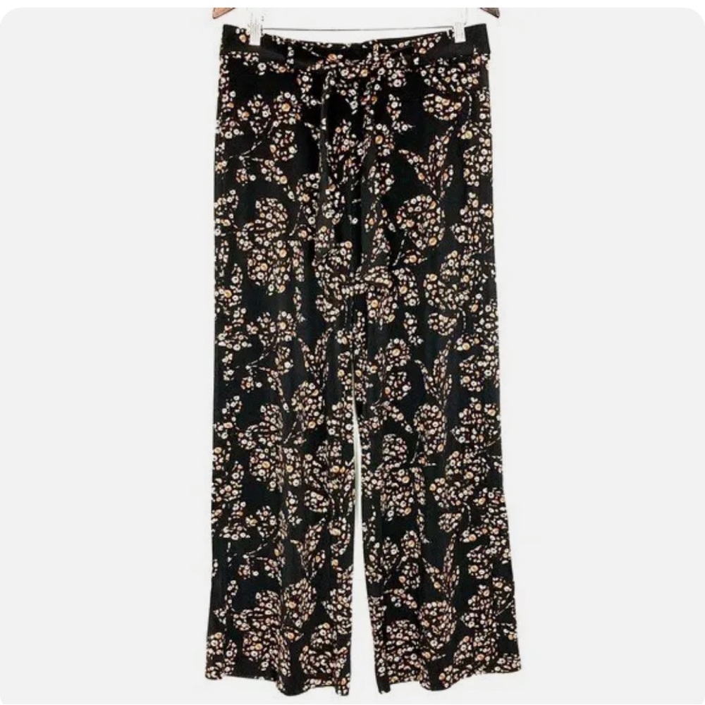 🌺 WHBM Floral Print Jersey Knit Wide Leg Pants